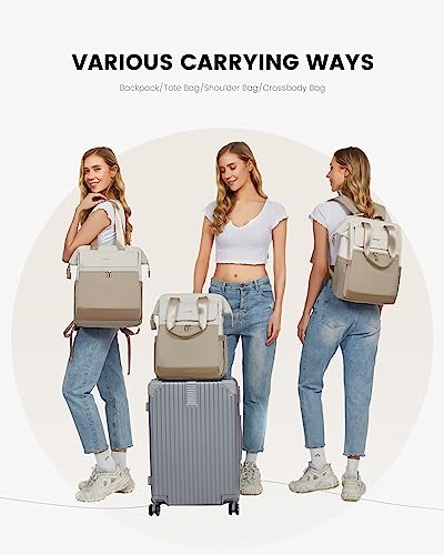LOVEVOOK Women's Large Laptop Backpack with Laptop Compartment 17 Inch Travel Backpack Women's Waterproof Large Handbag Backpack Travel School Bag Modern Business Hand Luggage for Travel Holiday Office