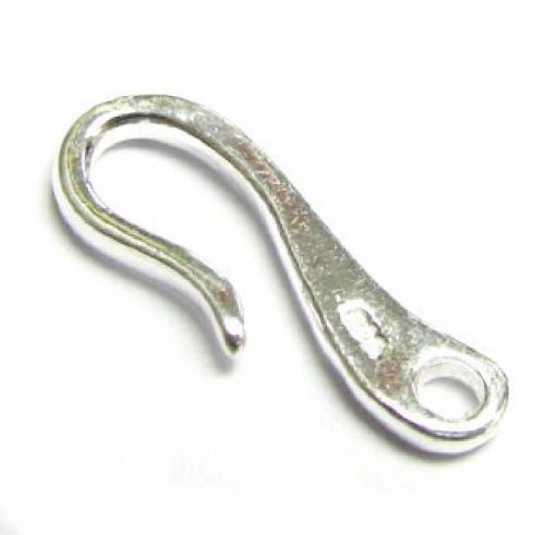 2 pcs .925 Sterling Silver Plain S Hook Clasp Bead / Connector / Findings / Bright