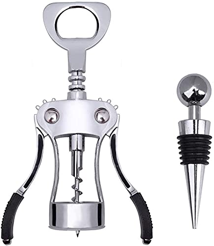 Corkscrew Wine Bottle Opener with Bottle Stopper, Waiters Multifunctional Corks Zinc Alloy Wing Corkscrew for Wine Beer Cap Bottles Opener Remover