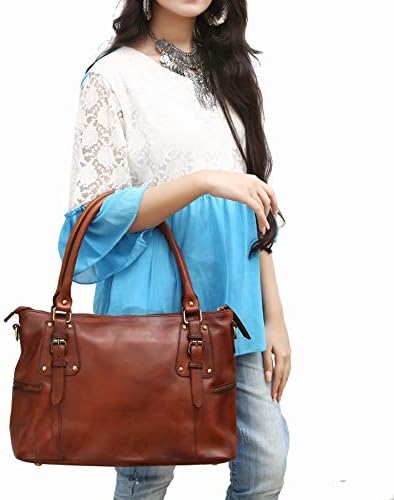 Superior Leather - Women Genuine Leather Handbag Shoulder Bag Full Grain Real Leather Cognac SLG-2 - Image 4
