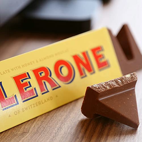 Toblerone Swiss Milk Chocolate Candy Bars with Honey and Almond Nougat