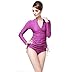 Women's Long Sleeve Rash Guard Wetsuit Swimsuit Top UV Sun Protection (901 M, Purple)