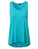 DRESSIS Women's Basic Sleeveless Round Neck Hi Low Summer Tank Top JADE 2XL