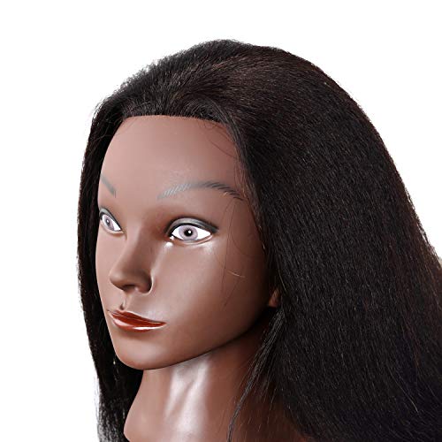 Mannequin Head With Human Hair with Stand 16" 100 Real Afro Human