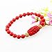 FOY-MALL Starfish Flowers Charm 8mm Cinnabar Beads Stretch Bracelet E1432