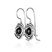 Vintage Style 925 Sterling Silver Black Onyx Earrings with Swirl Design & Secure Backs