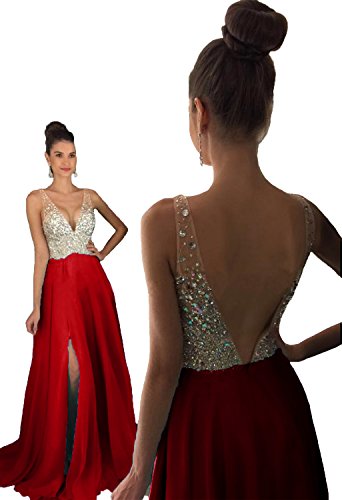HEAR Women's V Neck Long Prom Dresses Backless Party Evening Dress Hear051