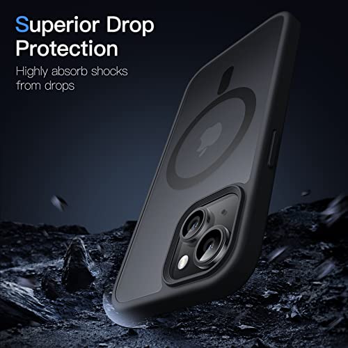 JETech Magnetic Case for iPhone 13 6.1-Inch Compatible with MagSafe, Translucent Matte Back Slim Shockproof Phone Cover (Black)