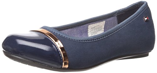 Tommy Hilfiger Kids Kayleigh Stripe Ballet Flat (Little Kid/Big Kid), Peacoat, 1 M US Little Kid