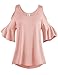 Luna Flower Women's Pleated End Wide Cold Shoulder Tunic Tops