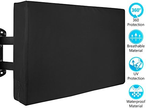 Outdoor TV Cover - Weatherproof Protector from Rain, Wind, Sun, UV, Dust - Fits 55", 56", 57', 37" Flat TV, LCD, LED, 3D and Plasma TV - Compatible with Most Mounts & Stands. Built In Remote Pocket