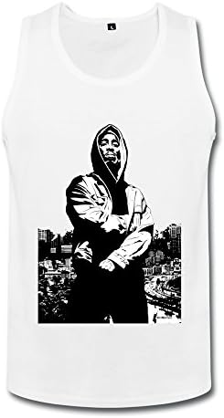 LANFENG Men's 2pac Believe Tupac Top Size L White