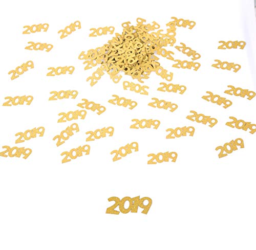 Glitter Gold 2019 Paper Confetti,Party Confetti,Suitable for New Year's Christmas Graduation Celebrations Anniversary Retirement Birthday Party Decor Pack of 50 - Thumbnail 2