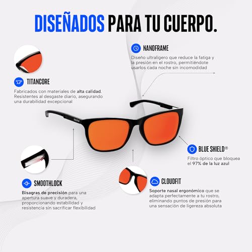 Sleep Ritual Lentes para Dormir Unisex. Lentes para Computadora, Celular o Tablet Nocturnos con Filtro de Luz Azul Avanzado con bloqueo del 97%.