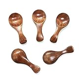 IDS Mini Wooden Salt Spoon, Small Wood Sugar Condiments Baby Spoons, 5 Pcs