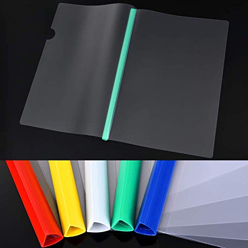20 Pieces A4 Sliding Bar Binder Transparent Report Covers Folder for Documents Classification (Multicolored Sliding Bar) - Thumbnail 2