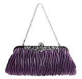 Pulama® - Evening Handbag Classic Satin Detachable Strap Purple Clutch