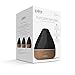 Pure Enrichment PureSpa Natural Aromatherapy Oil Diffuser (Black) - Ultrasonic Air Deodorizer with 200ml Water Tank, Wood-Grain Accents, Soft Color-Changing Lights, and Auto Safety Shut-Off