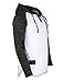 ZIMEGO Men's Contrast Long Sleeve Round Bottom Raglan Hoodie Henley T-Shirts,White Black,Large
