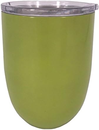 ICICLE 10oz Double Wall Vacuum Insulated Stemless Stainless Steel Lowball Wine Glass Tumbler with Spill Proof &amp; Slide Lock Lid – BPA Free (1, Lime Green)