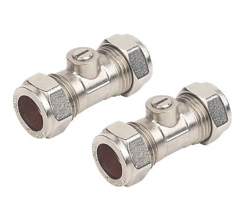 UKDD® 15mm Isolation Ball o fix Valves Straight Suitable HOT & Cold WRAS Approved (Pair) Chrome