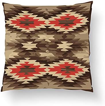 Zippered Pillow Covers Pillowcases One Side 20x20 Inch Brown/Terra Cotta Navajo Pattern Pillow Pillow Cases Cushion Cover for Home Sofa Bedding