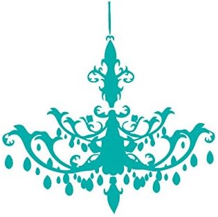 Decorative Decals Chandelier #5 Vinyl Graphic - Large - Turquoise
