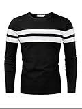 KAIUSI Men's Crew Neck Long Sleeve Contrast Color Casual Slim T-shirt Top