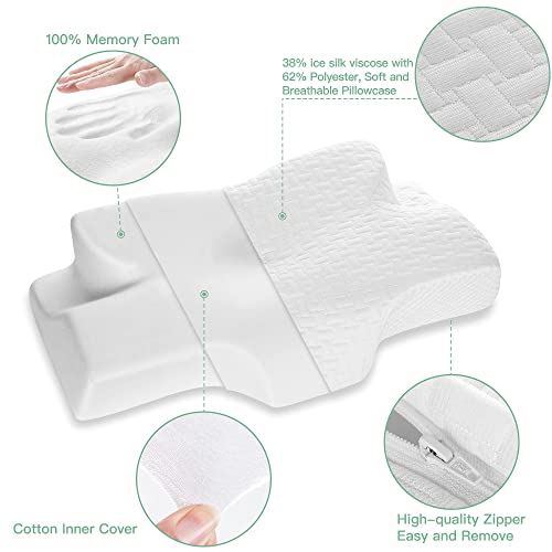 Elviros Memory Foam Cervical Pillow, Ergonomic Contour Pillow for Neck