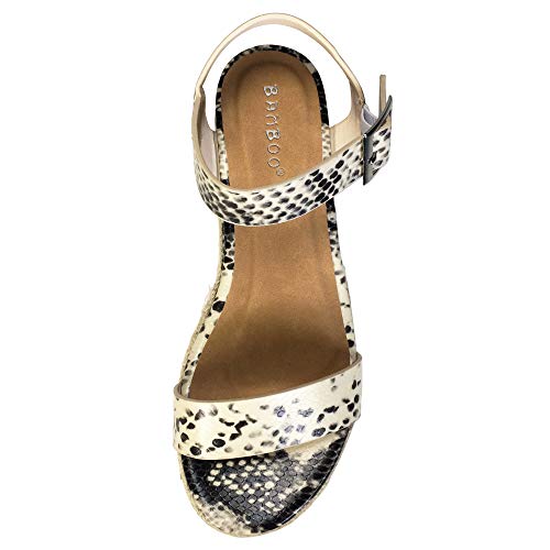 BAMBOO Women's Single Band Espadrilles Platform Sandal with Quarter Strap, Snake Print, 11.0 B (M) US