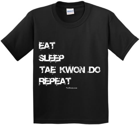 Tuf Dude Men's Eat Sleep Tae Kwon Do Repeat T-shirt S Black