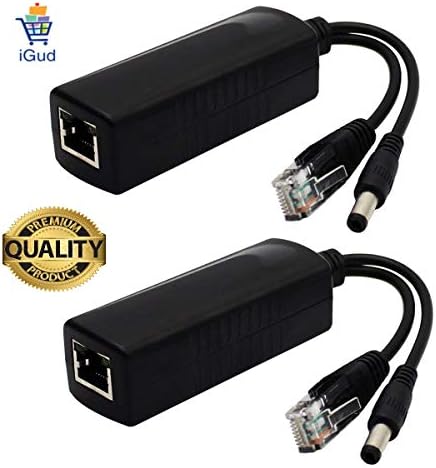 iGud Active PoE Splitter Adapter IEEE 802.3af Compliant 10/100 Mbps (2 Pack)