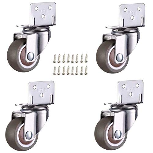 Photo 1 of uoboeuq 4 Pack 1Inch L-Shaped Plate Swivel Caster, Ball Bearing L-Shaped Side Mount Plate Thermoplastic Rubber Wheel Metal Housing, Total Load Capacity 80Lbs/36Kg,Rotate 360 Degrees