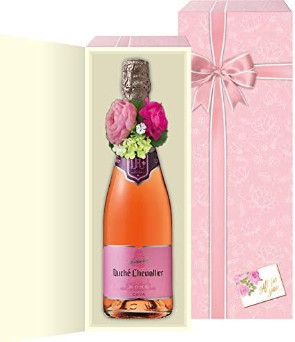 Amazon限定ブランド プレゼント スパークリング クリスマス 花 ドゥーシェ シュバリエ ロゼ辛口 Cava 辛口 スペイン 750ml ギフトbox入り Siqoa