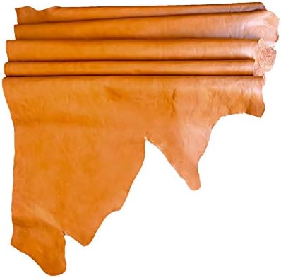 Genuine Leather Hide - Premium Quality Cow Skin for Upholstery Home Décor, DIY Craft Supply, Accessories – 3-4 oz. /1.5mm avg. Thickness – Real Cowhide Fabric (Caramel, 15"x30")