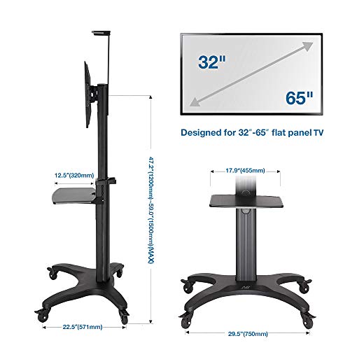 NB North Bayou Mobile TV Cart TV Stand with Wheels Mount for 32-65 Inch LCD LED OLED Plasma Flat Panel Screens Aluminum (Black)