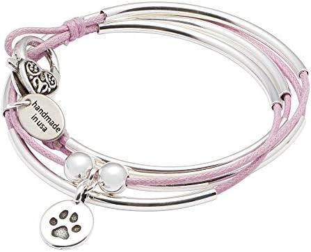 Mini Friendship Wrap in Cotton Cord with Round Paw Charm Large Bracelet With Lavender Cotton Cord by Lizzy James