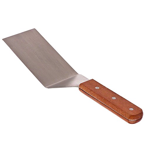 Ifavor123 Stainless Steel Spatula for BBQ Grill - 7/12-Inch Square End Spatulas with Wooden Handle (1)