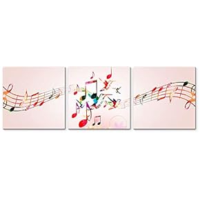 3 Panel Canvas Wall Art Music Note Pictures Home Wall Decorations for Bedroom Living Room Paintings Canvas Prints Framed - 12"x12"x3 Panels