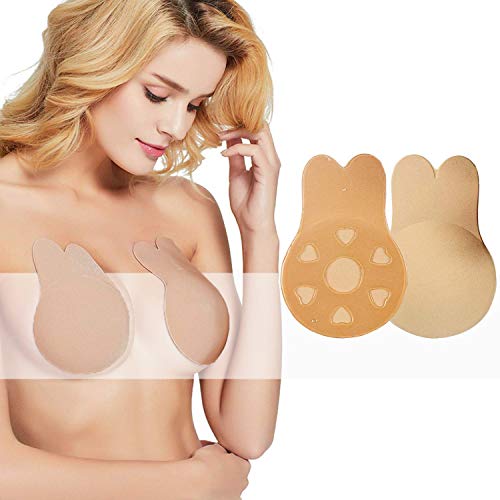 Adhesive Bra Silicone Strapless Backless Push Up Invisible Nipple Covers Breast Lift Tape for Women (M(Suit for A/B Cup))