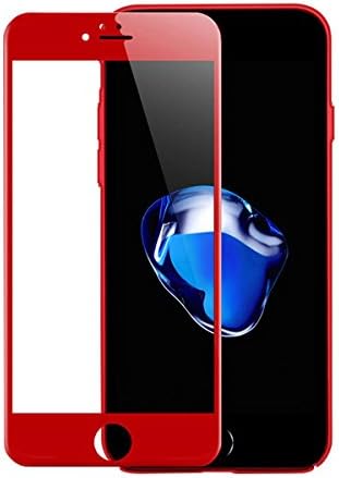 Isecret iPhone 7 Plus Screen Protector, Full Cover iPhone 7 Plus Tempered Glass Screen Protector with ABS Curved Edge Frame, Anti-Fingerprint HD Screen Protector Film for iPhone 7 Plus (Red)