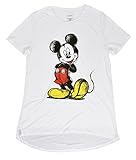 Disney Juniors Minnie and Mickey Mouse Crewneck Jersey T-Shirt (White Mickey Sketch, Medium)