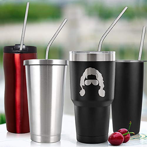 5 Hiware+12+Pack+Stainless+Straws+Cleaning