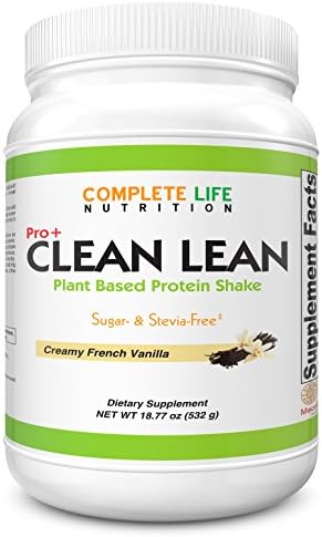 Clean Lean No Sugar Meal Replacement Vegan Pea Protein Shake with Monk Fruit - Creamy French Vanilla- Vegan Paleo Shake - No Artificial Sweeteners