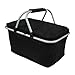 Insulated Folding Picnic Basket - Insulated Cooler with Carrying Handles (Black)