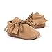 R&V Unisex Infant Baby Boys' Girls' Moccasins Soft Sole Tassels Prewalker Anti-Slip Toddler Shoes (L:12~18 months, Nude)