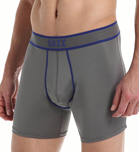 Saxx Mens Pro Elite Performance Boxers Underwear, Rock/Cobalt, X-Large