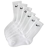 Nike Boy's Performance Crew Socks 6 Pack (White, Sock Size: 7-8.5 - Shoe Size: 3Y-5Y)
