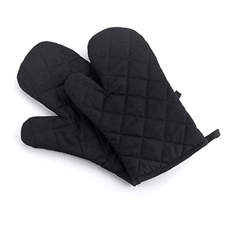 Generic Black: Heat Resistant Thick Kitchen Barbecue Oven Glove Cooking BBQ Grill Glove Oven Mitts Baking Kitchen Tool