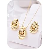 GAOKOXI Gold Knot Pendant Necklace for Women Gold Statement Geometric Necklace Dainty Link Choker Necklace Trendy Jewelry Accessories